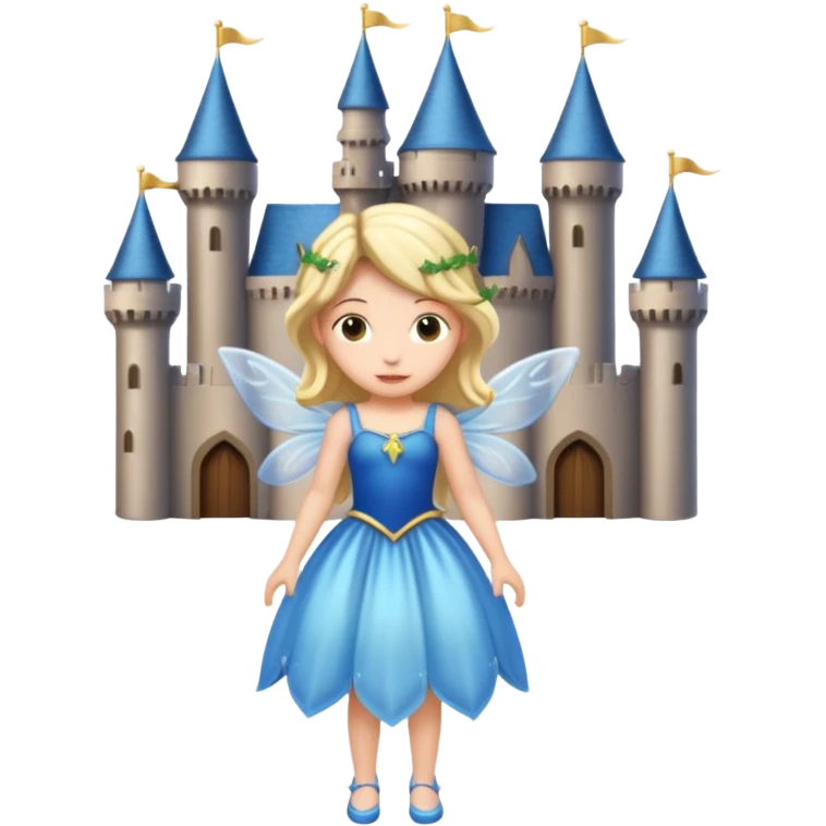 create a fairy emoji with a castle behind emoji