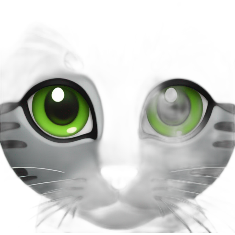 green eyes black kand grey stripted cat face emoji