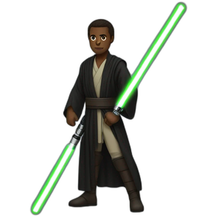 black-jedi-with-green-light-saber emoji