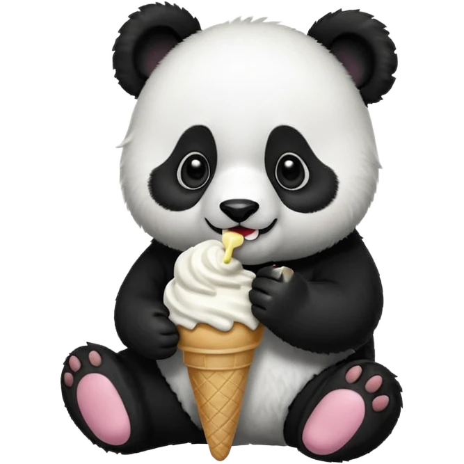 Panda eating ice cream emoji
