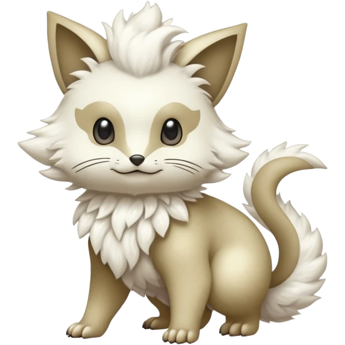 White fluffy romantic vintage antique divine beautiful elegant pretty precious cute young youthful  Fakémon-Pokémon-hybrid-creature emoji