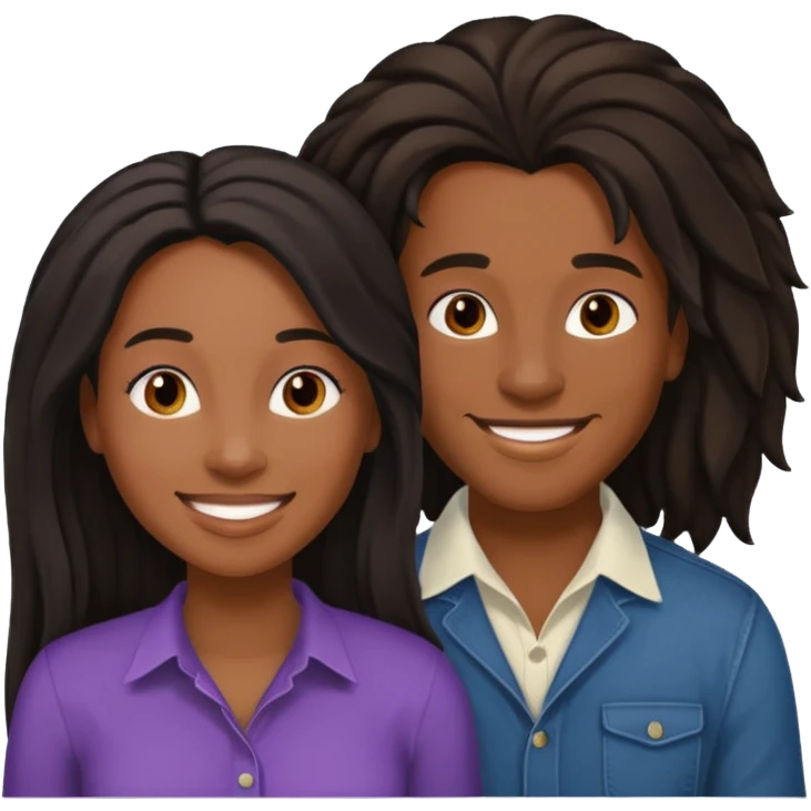 Black lesbian couple with one masculine and one feminine with long hair  emoji