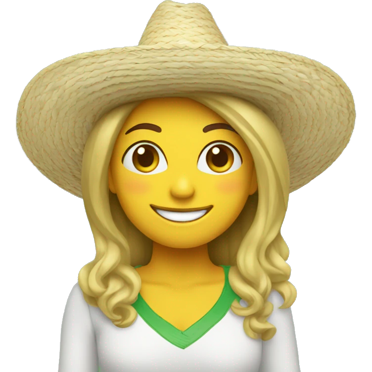 CHICA BLANCA FELIZ con sombrero verde emoji