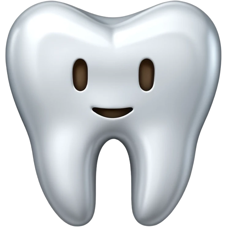 human tooth emoji, smooth chrome ceramic-metal texture, clean medical luxury aesthetic, isolated on white, no face emoji