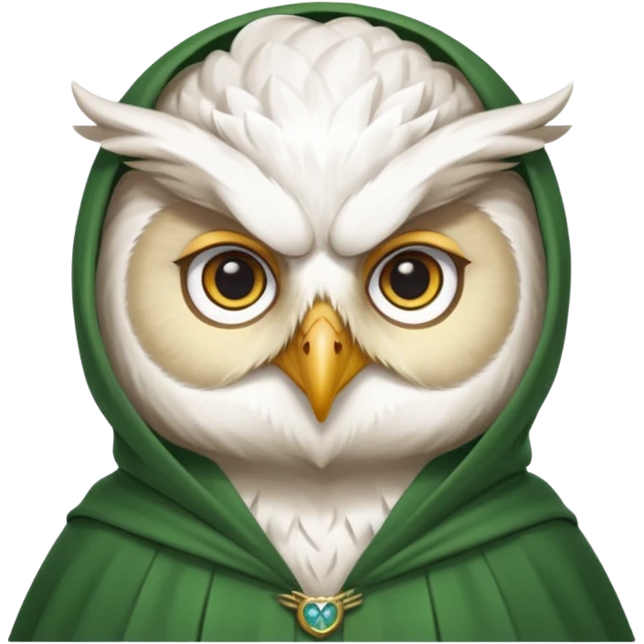 white owl professor in green cloak university emoji