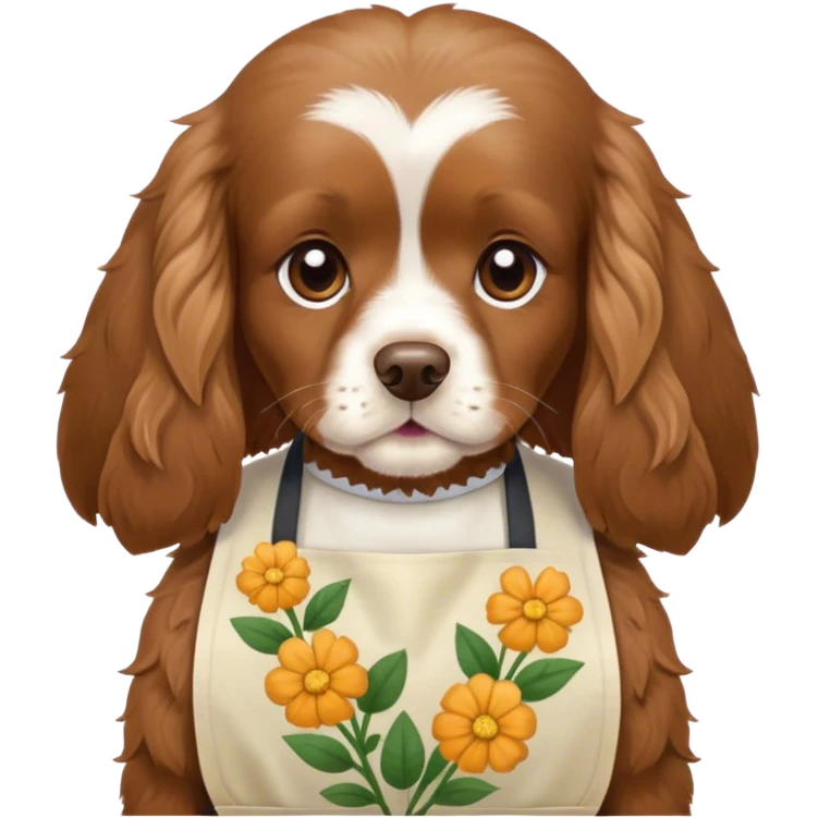 brown cocker spaniel with florist apron emoji