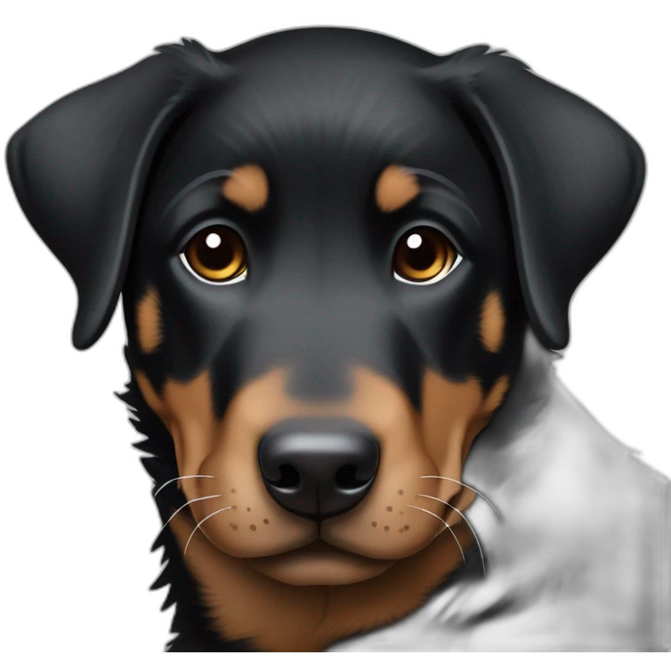 Sleeping black and brown beauceron puppy with white chest and chin emoji