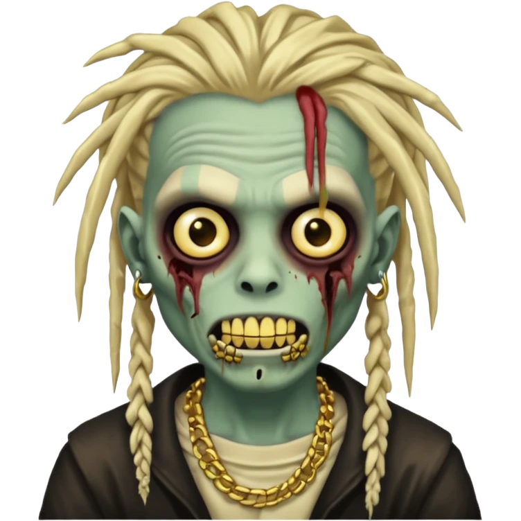 zombie boy emoji with dreads and gold grillz emoji