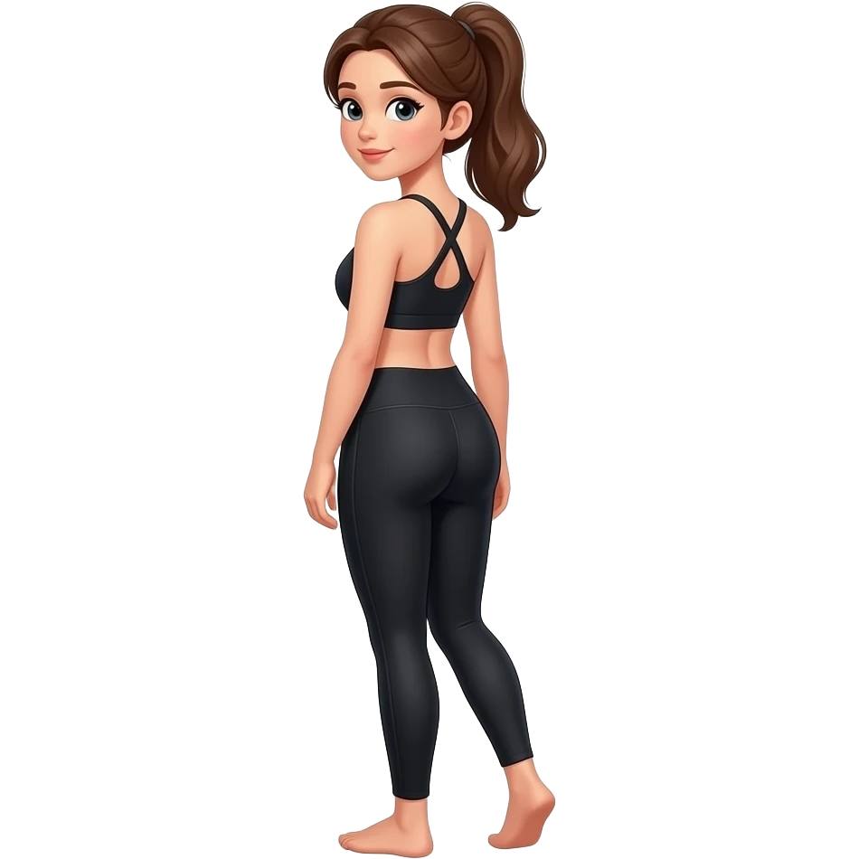 girl black tight pants yoga pants turn back to the screen emoji