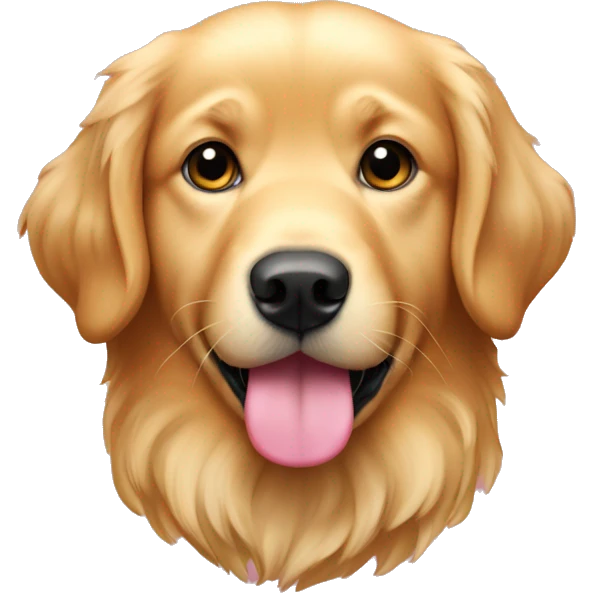 Golden retriever with a pink  ྀིྀི emoji