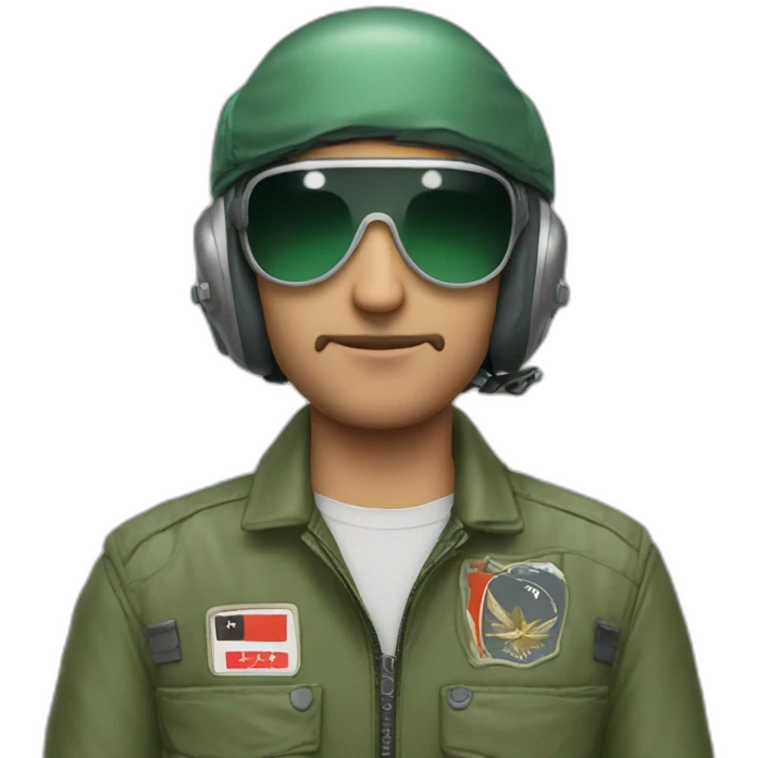 Turkish male fighter pilot with blond green overalls and Ray Ban glasses emoji