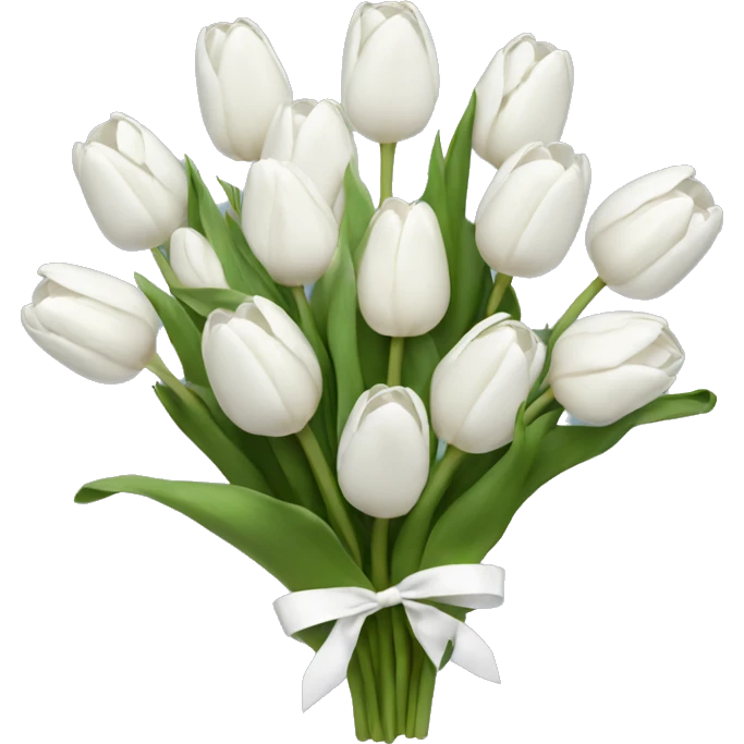 white tulip bouquet  with a white bow emoji