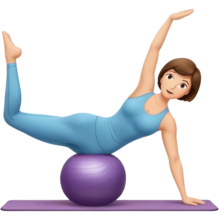 Pretty, sexy, mature, slightly curvy white Woman with short brown hair doing Pilates exercises  emoji