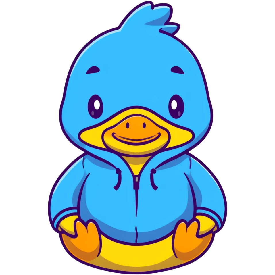 Cute yellow rubber duck wearing a colorful hoodie emoji