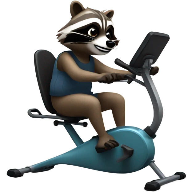 Raccoon riding a recumbent bike emoji