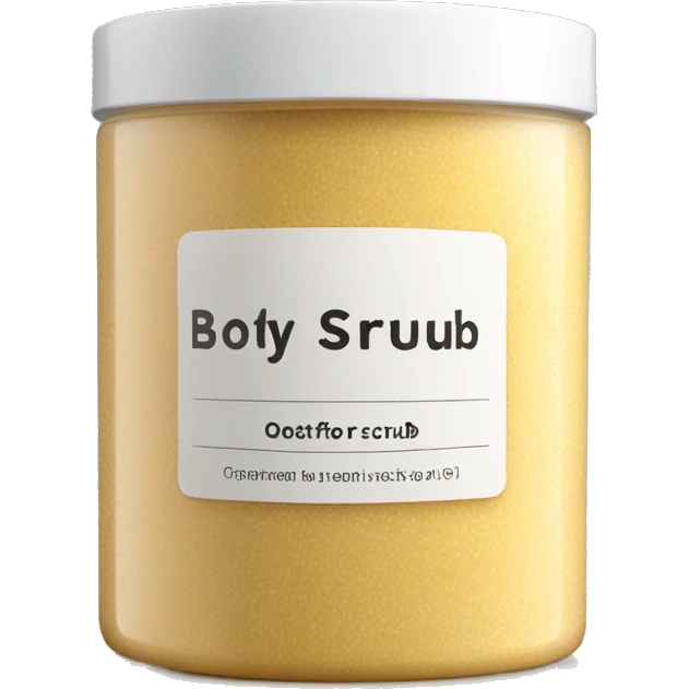 body scrub pot with label emoji
