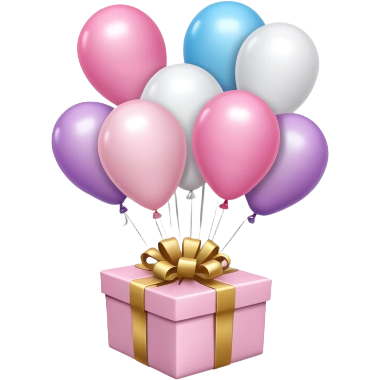 Please make light pink and white balloons, several of them, and tie them to a gift. emoji