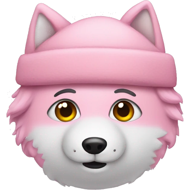 Pink snowman with wolf emoji