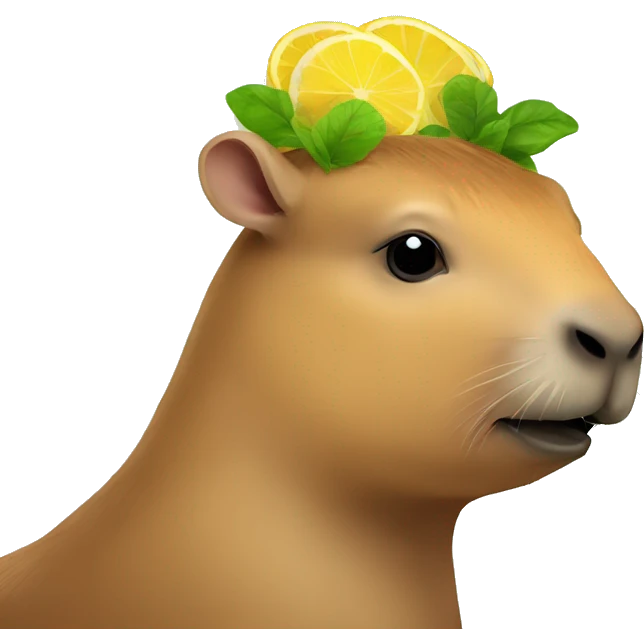 Capybara with yuzu on its head emoji