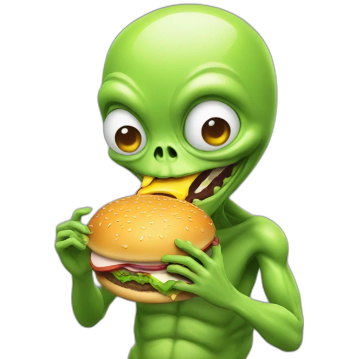 Alien eating burger emoji