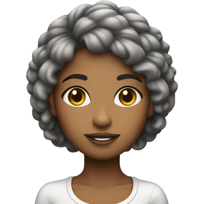 Menina parda com o cabelo curto e com  franja cabelo preto  emoji