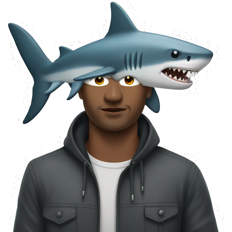 man with shark head emoji