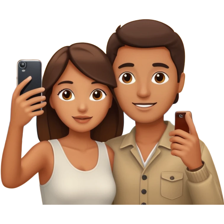 Couple Selfie + phone + sunset emoji