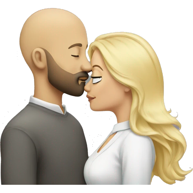 Bald man with beard  kissing blonde woman emoji