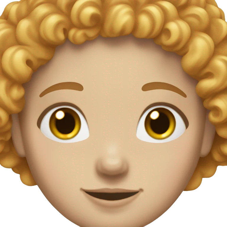 White a girl with curly strawberry blond hair, size 10 and happy emoji
