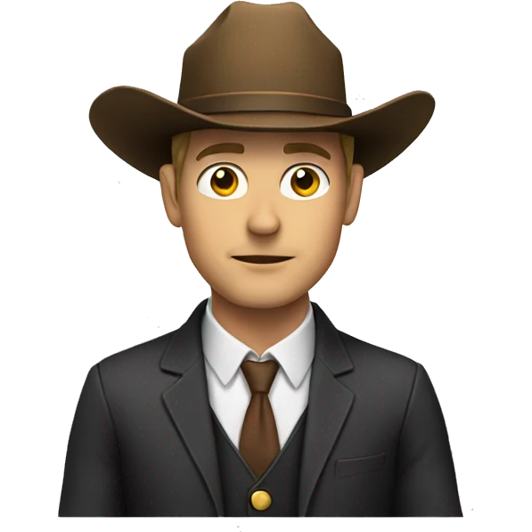 White man in a suit with a cowboy hat emoji
