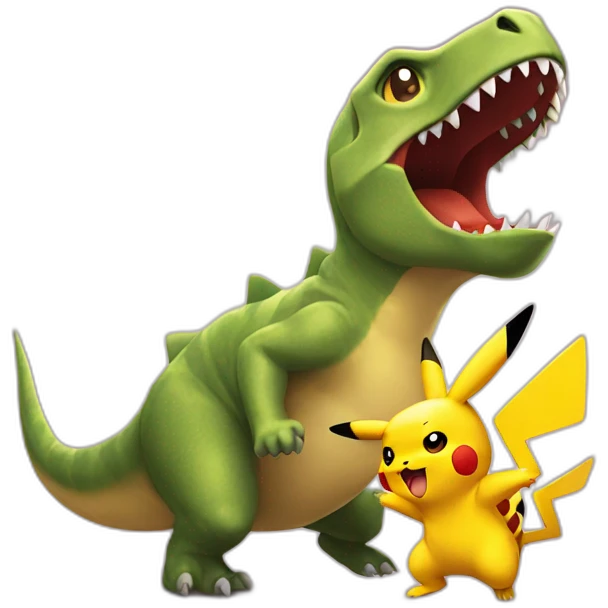 pikachu chasing dinosaur emoji