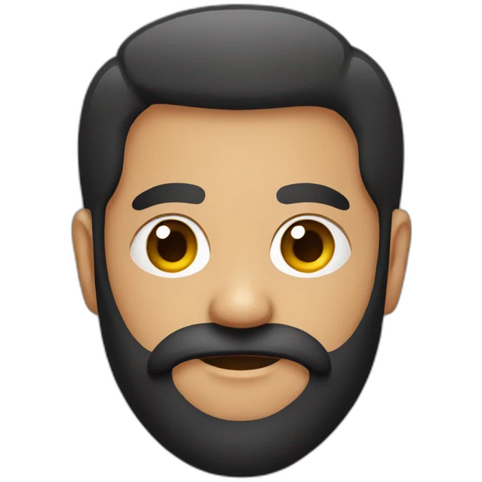 Long black beard bold red tshirt emoji