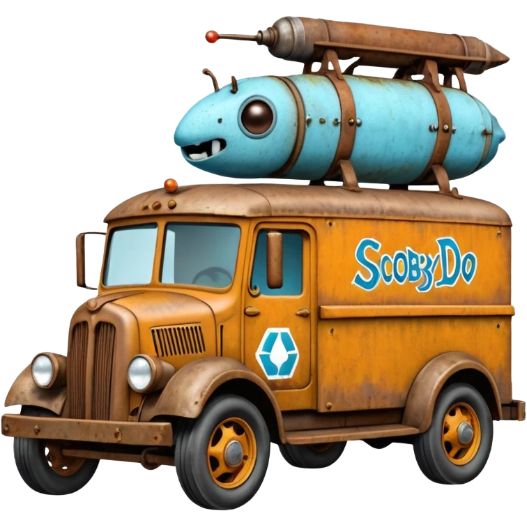  Mr. Creepy Freeze’s frozen Scooby Doo 1918 Lightning Bug busters exterminators antique long wheelbase moving truck  emoji