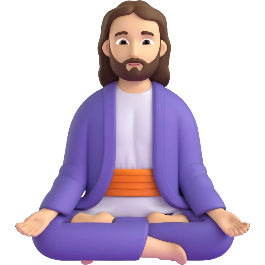 Jesus meditating, peaceful expression emoji