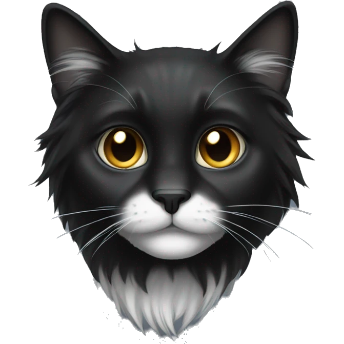 black long hair cat with black and white muzzle emoji