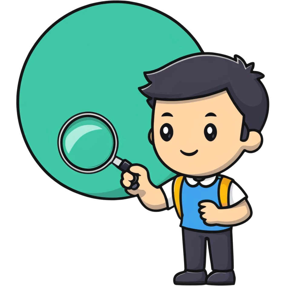 student holding a magnifying glass emoji