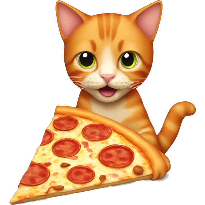 Ginger cat eating pizza emoji