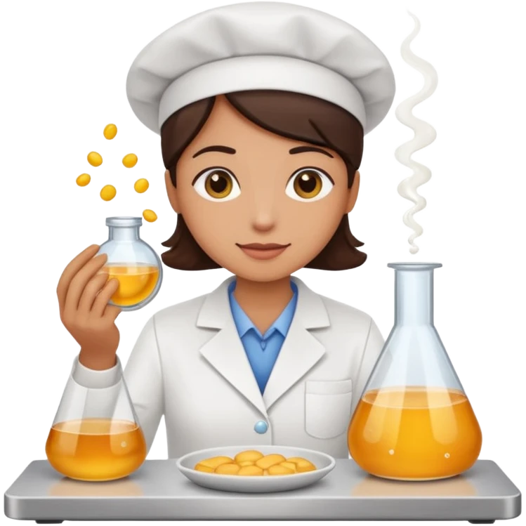 laboratory researcher analyzing dish emoji style. emoji