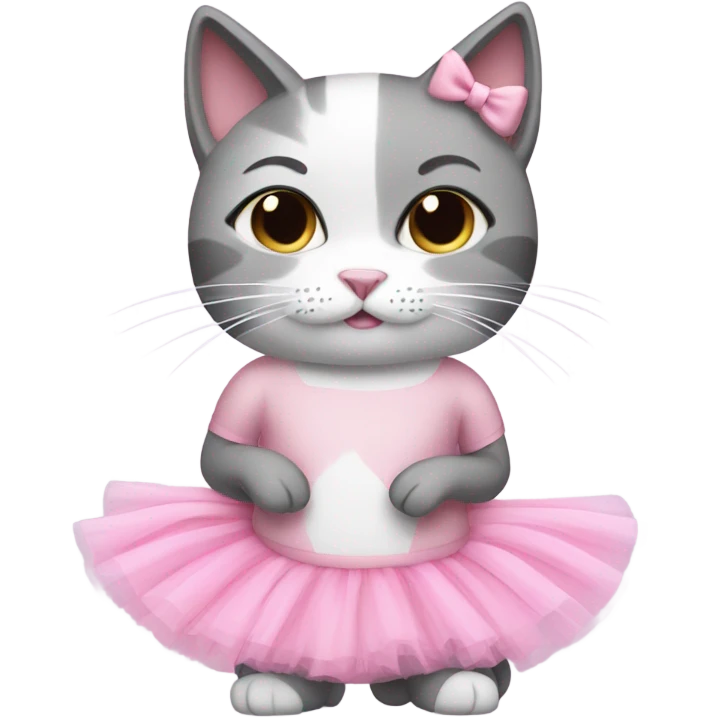 gray and white cat wearing a pink tutu  emoji