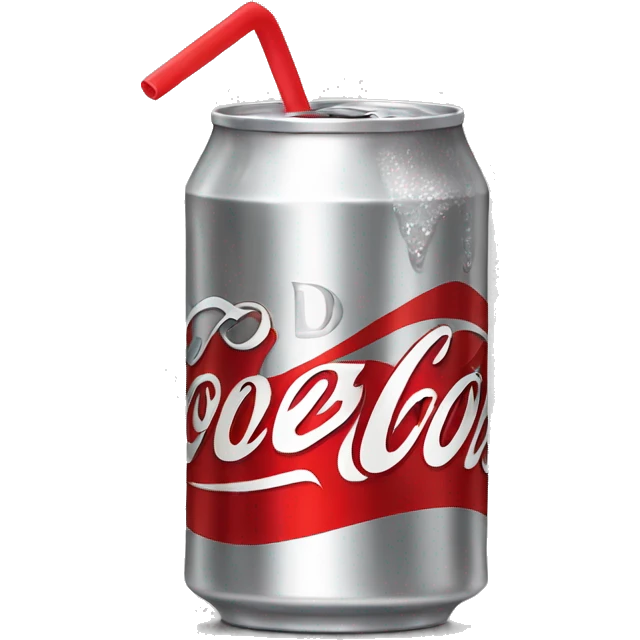 Diet Coke can with a red straw emoji