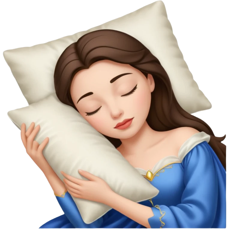 sleeping beauty brunette white girl with a silk pillow emoji