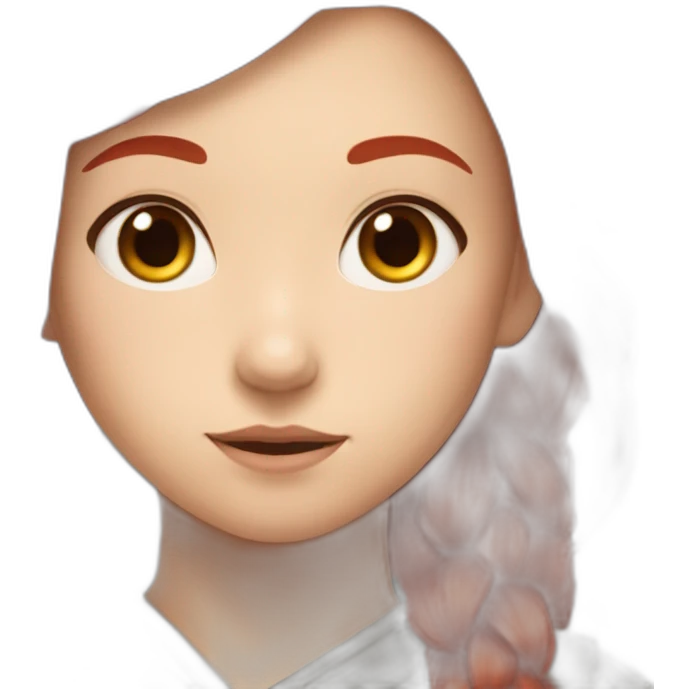 a girl with red hair in the image of a Genshi game emoji