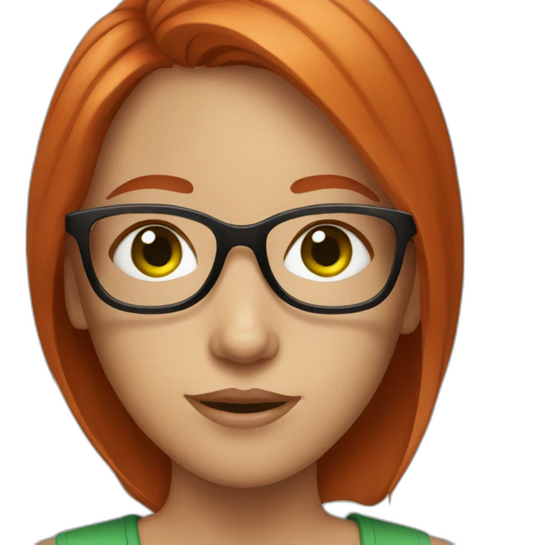 Red hair girl with glasses and green eyes emoji