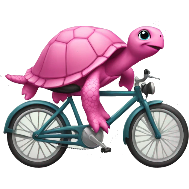 A pink turtle on a bike emoji
