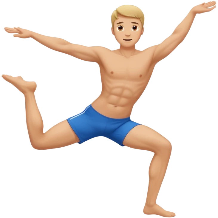 Hombre blanco haciendo estiramientos cuerpo emoji