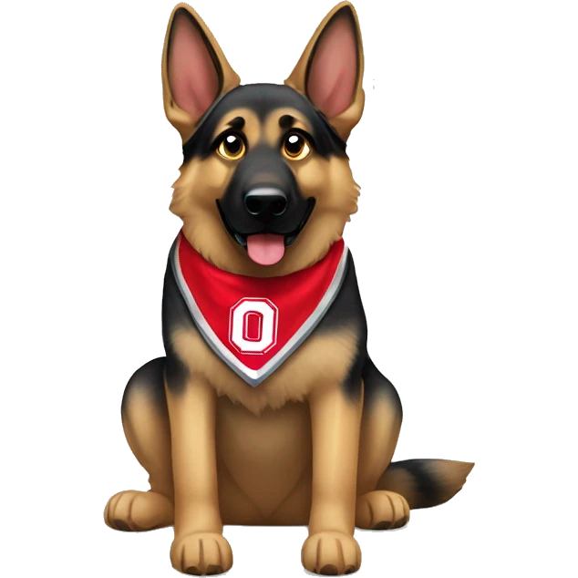 German Shepherd wearing an Ohio state bandana emoji