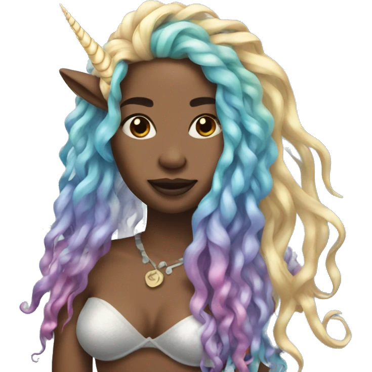 Unicorn mermaid with locs emoji