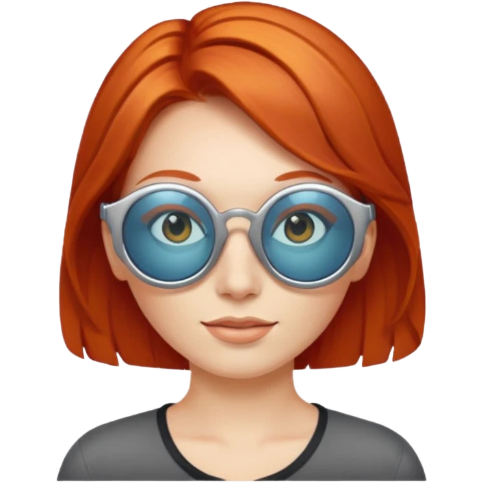 simple redhead face with solar glasses emoji