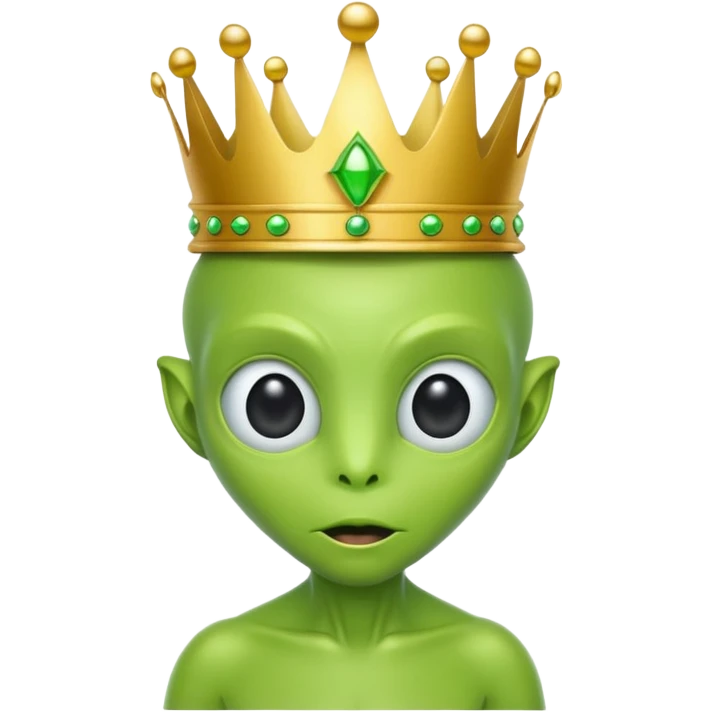 green alien with crown emoji