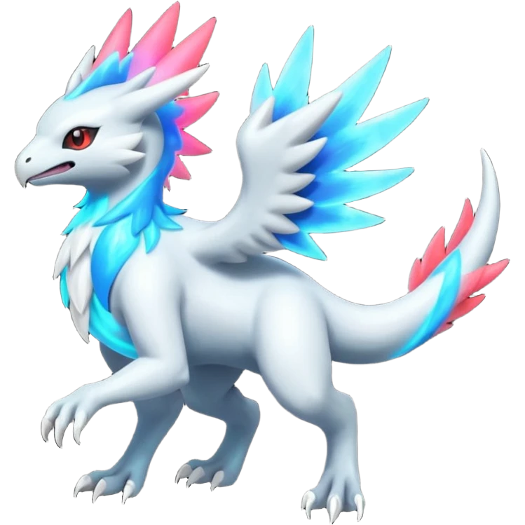 Neon Vibrant Pulsating Trail-glowing Chromatic Trico-Absol-Salamence-Silvally-fusion-hybrid emoji